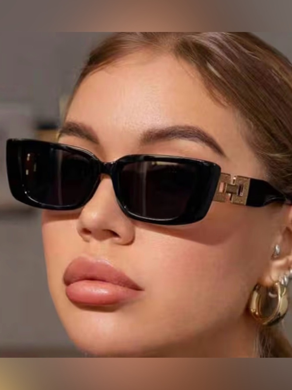 Black Rectangular Fashion Sunglasses - Women Accessories